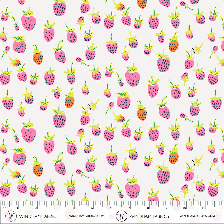Strawberries in Blush quilting fabric, part of the Heather Ross Favorites fabric collection by Heather Ross (SKU: 37024D-14)
