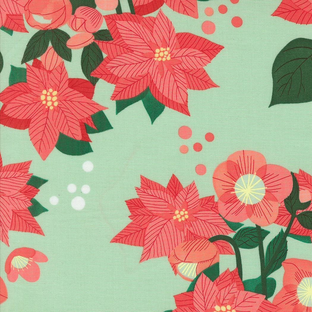 Tiny Christmas - Poinsettia in Mint - Lizzy House - 37130 16