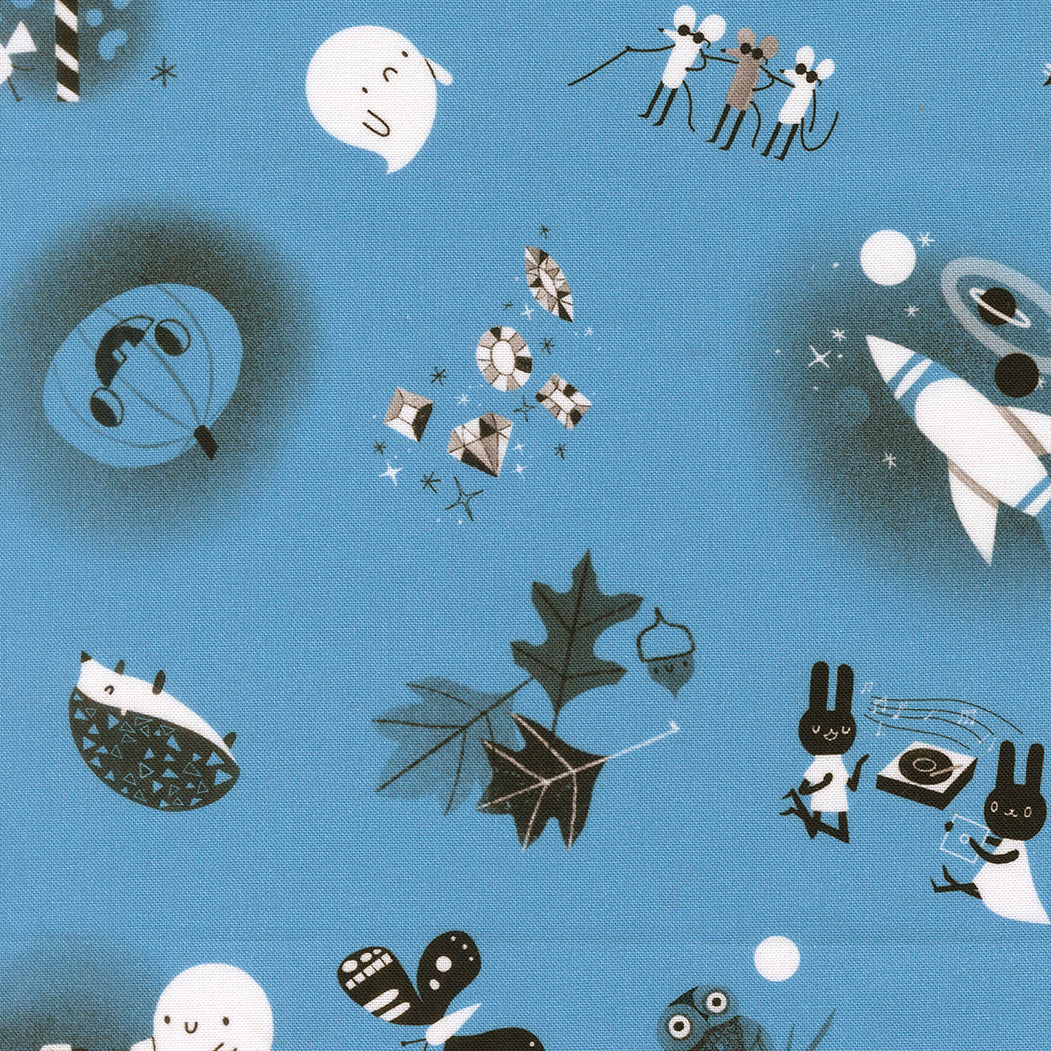 Endpapers in Sky quilting fabric, part of the Only Treats fabric collection by Lizzy House (SKU: 37151 17)
