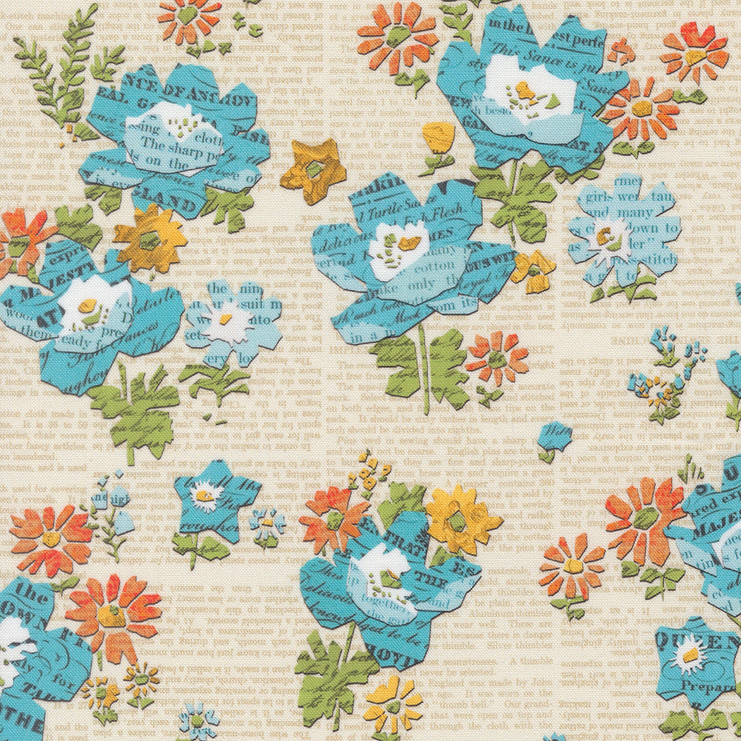 Floral Newspaper quilting fabric, part of the Paper Hamlet fabric collection by Cathe Holden (SKU: 39561 11)