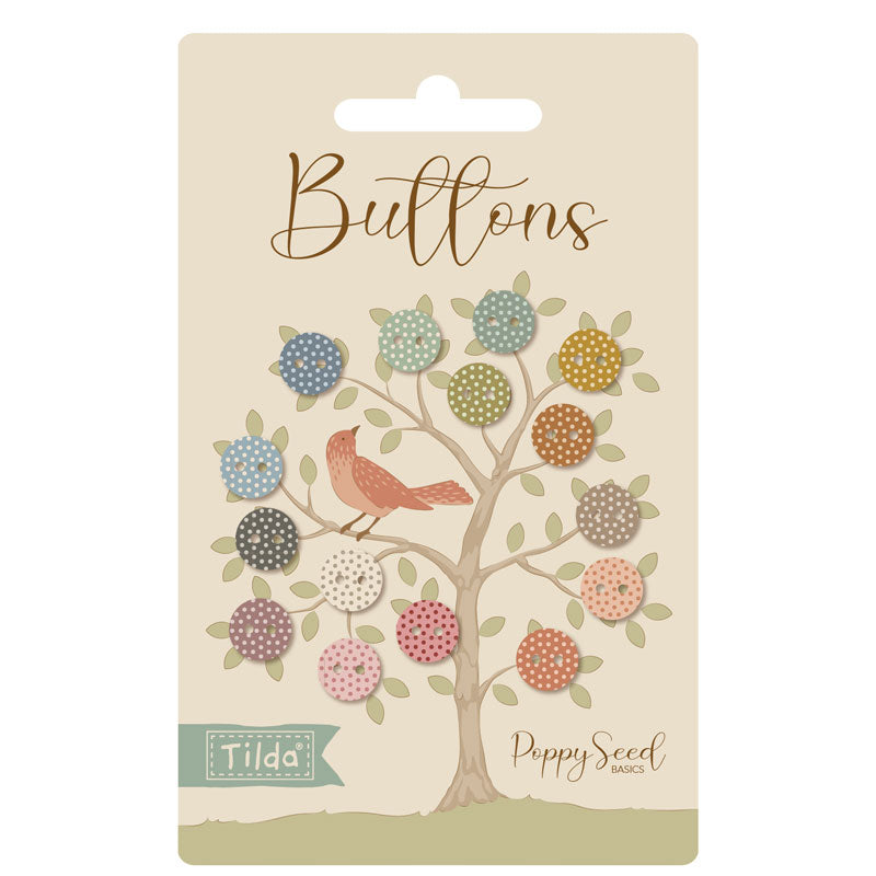 Poppy Seed Buttons by Tilda Fabrics - 0.35 in (9mm), 15 pieces