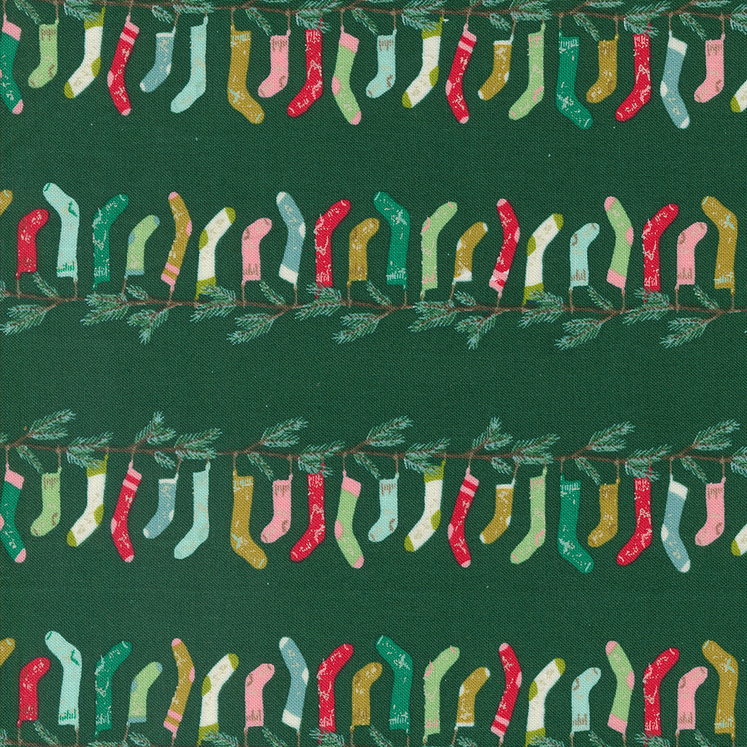 PREORDER - Cozy Wonderland - Stocking Stripe in Pine - 45592 23 - Half Yard