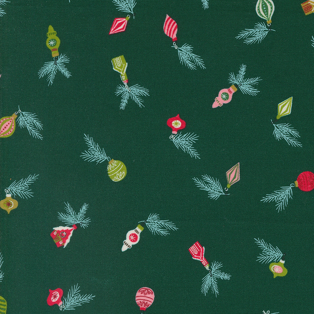 PREORDER - Cozy Wonderland - Vintage Baubles in Pine - 45593 23 - Half Yard