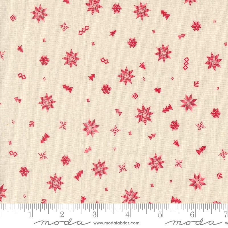 Cotton quilting fabric pattern called 'Knit Toss in Natural'. Part of the 'Cozy Wonderland' fabric collection. Designed by Fancy That Design House for fabric company Moda. SKU: 45597 11. 44-45 inch width.