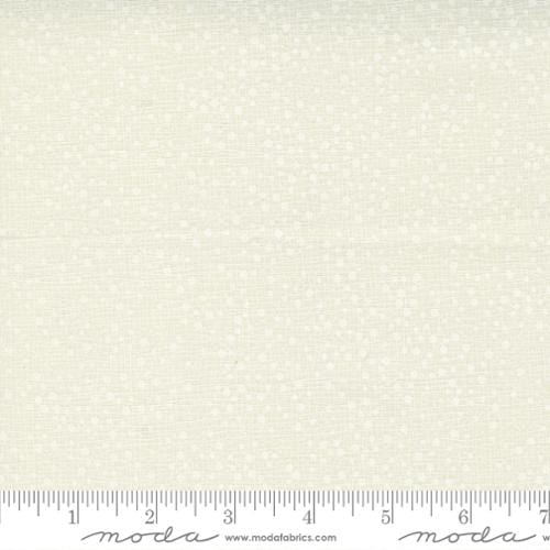 Cotton quilting fabric pattern called 'Dotty Thatched in Cream'. Part of the 'Winterly' fabric collection. Designed by Robin Pickens for fabric company Moda. SKU: 48715 36. 44-45 inch width.