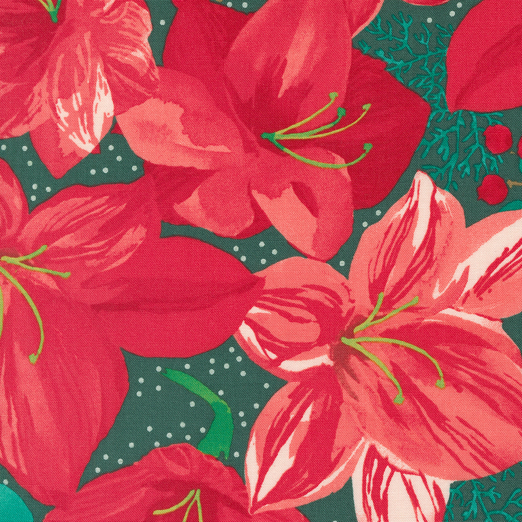 PREORDER - Winterly - Christmas Lily in Spruce - 48760 18 - Half Yard