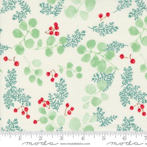 PREORDER - Winterly - Greenery and Berries in Cream - 48764 11 - Half Yard