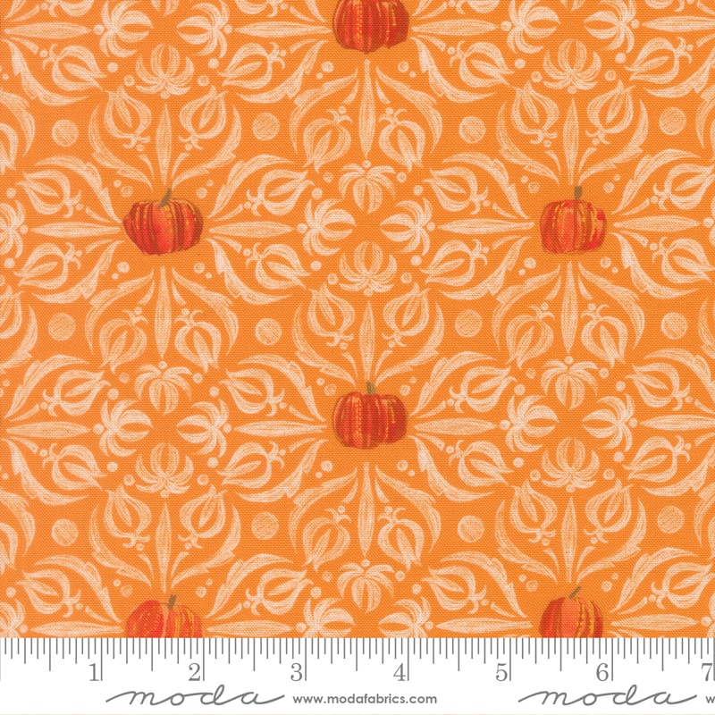 Medallion Tiles Damask Pumpkin - Coven by Robin Pickens - Half Yard (Preorder)