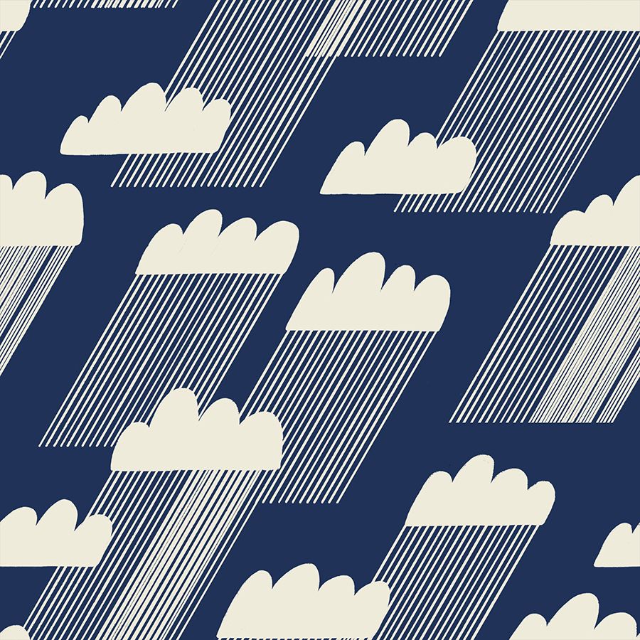 PREORDER - Water Rainclouds in Navy - RS5126 13 - Half Yard