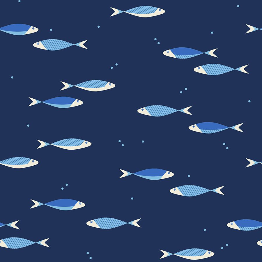 PREORDER - Water School Day in Navy - RS5127 13 - Half Yard