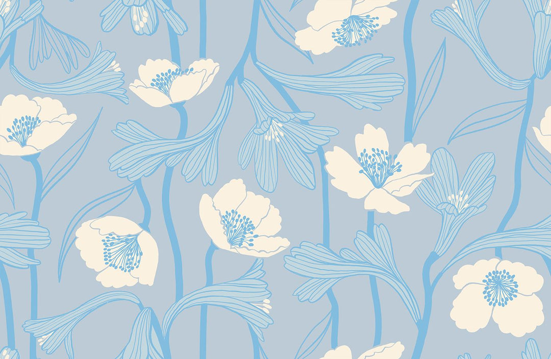 PREORDER - Water Water Flowers in Water Blue - RS5133 12 - Half Yard