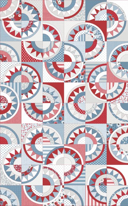 Old Glory Patchwork Cheater Quilt - 5208 11 - 36" x 60" Panel