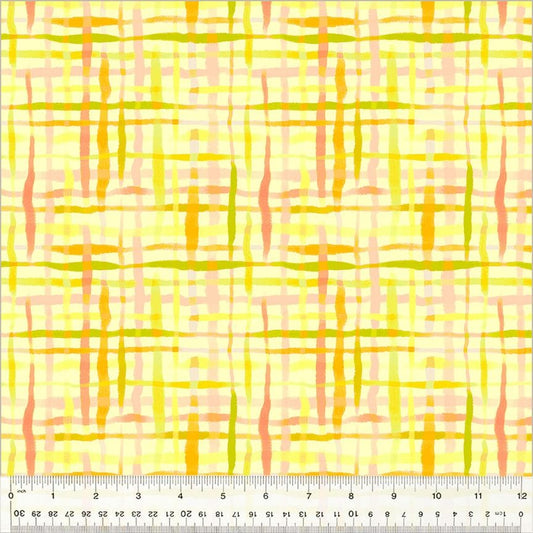 High Density Cotton quilting fabric pattern called 'Picnic Basket in Petal'. Part of the 'Summersault' fabric collection. Designed by Tamara Kate for the Windham Fabrics fabric company. SKU: 53758-2. 44-45 inch width.
