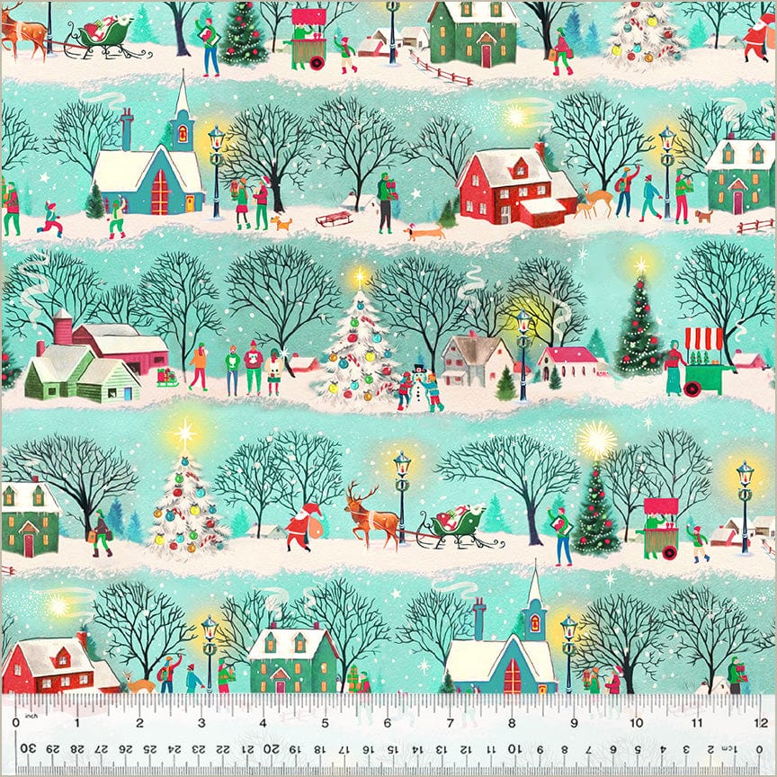 Festive Village in Day quilting fabric, part of the Christmas Village fabric collection by Whistler Studios (SKU: 53904-2)