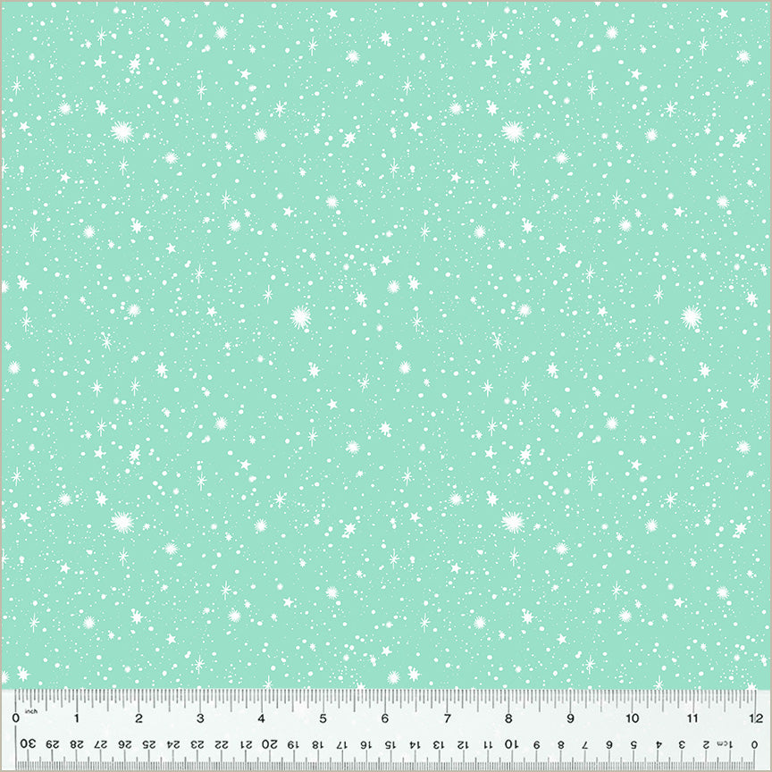 Stars and Snowflakes in Day quilting fabric, part of the Christmas Village fabric collection by Whistler Studios (SKU: 53907-2)