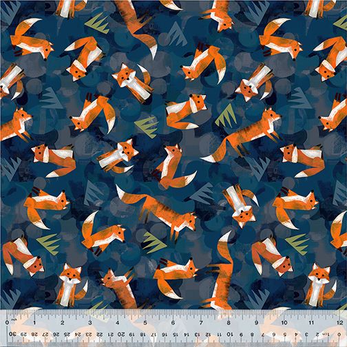 Wild North - Wild Foxes in Navy - 53936D-5 - Half Yard