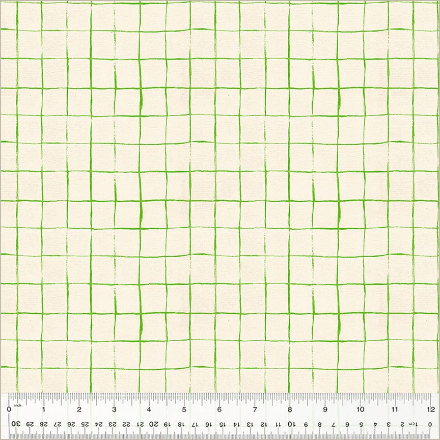 Cotton quilting fabric pattern called 'Drawn Plaid in Cotton'. Part of the 'Heather Ross By Hand' fabric collection. Designed by Heather Ross for fabric company Windham Fabrics. SKU: 54260D-11. 44-45 inch width.