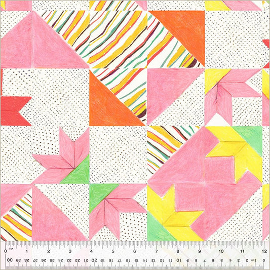 Heather Ross By Hand - Bee's Quilt in White Canvas - Heather Ross - 54261C-1 - Half Yard