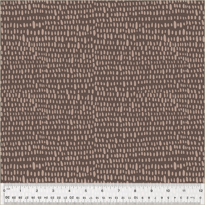 Cotton quilting fabric pattern called 'Rainfall in Bark'. Part of the 'Moonlit' fabric collection. Designed by Jennifer Moore / Monaluna for fabric company Windham Fabrics. SKU: 54287-1. 44-45 inch width.