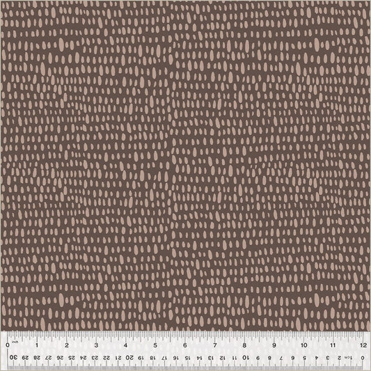 Cotton quilting fabric pattern called 'Rainfall in Bark'. Part of the 'Moonlit' fabric collection. Designed by Jennifer Moore / Monaluna for fabric company Windham Fabrics. SKU: 54287-1. 44-45 inch width.