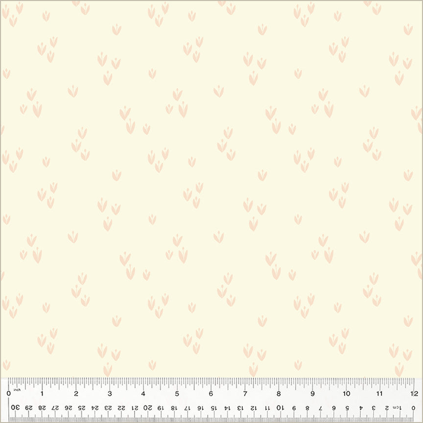 Cotton quilting fabric pattern called 'Sprout in Ivory'. Part of the 'Moonlit' fabric collection. Designed by Jennifer Moore / Monaluna for fabric company Windham Fabrics. SKU: 54288-26. 44-45 inch width.