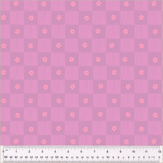 High Density Cotton quilting fabric pattern called 'Footpath in Lilac'. Part of the 'Ruby and Bee Blenders' fabric collection. Designed by Heather Ross for the Windham Fabrics fabric company. SKU: 54414-12. 44-45 inch width.