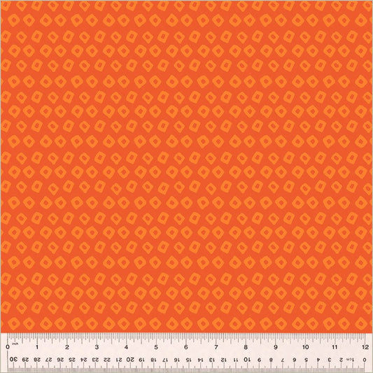High Density Cotton quilting fabric pattern called 'Shibori in Mandarin/Marigold'. Part of the 'Ruby and Bee Blenders' fabric collection. Designed by Heather Ross for the Windham Fabrics fabric company. SKU: 54415-14. 44-45 inch width.