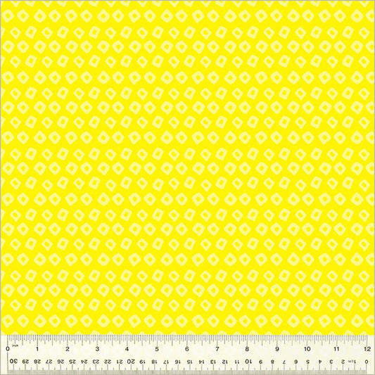 High Density Cotton quilting fabric pattern called 'Shibori in Meyer/Daffodil'. Part of the 'Ruby and Bee Blenders' fabric collection. Designed by Heather Ross for the Windham Fabrics fabric company. SKU: 54415-15. 44-45 inch width.