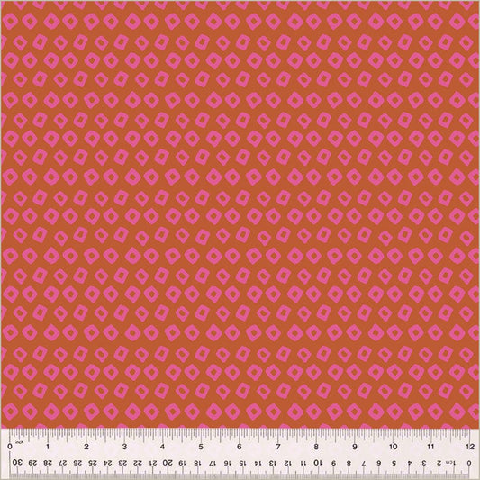High Density Cotton quilting fabric pattern called 'Shibori in Wildrose/Unicorn'. Part of the 'Ruby and Bee Blenders' fabric collection. Designed by Heather Ross for the Windham Fabrics fabric company. SKU: 54415-16. 44-45 inch width.