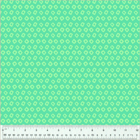 High Density Cotton quilting fabric pattern called 'Shibori in Aquamarine/Seaglass'. Part of the 'Ruby and Bee Blenders' fabric collection. Designed by Heather Ross for the Windham Fabrics fabric company. SKU: 54415-19. 44-45 inch width.