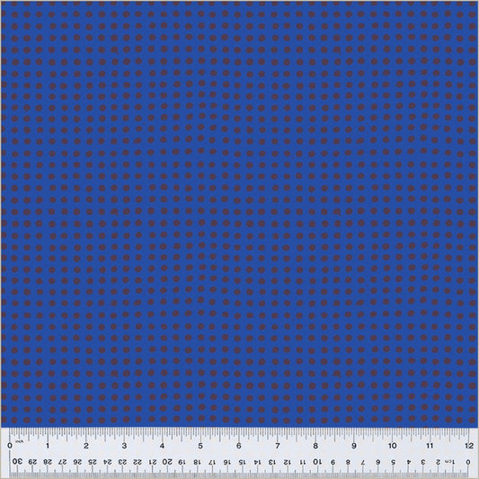 High Density Cotton quilting fabric pattern called 'Dots in Majorelle/Ink'. Part of the 'Ruby and Bee Blenders' fabric collection. Designed by Heather Ross for the Windham Fabrics fabric company. SKU: 54417-30. 44-45 inch width.