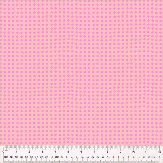 High Density Cotton quilting fabric pattern called 'Dots in Vervain/Posy'. Part of the 'Ruby and Bee Blenders' fabric collection. Designed by Heather Ross for the Windham Fabrics fabric company. SKU: 54417-33. 44-45 inch width.