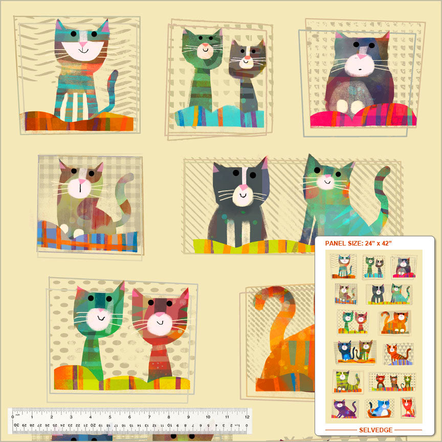 Fur-ever Friends - Take Me Home - 24" X 42" Fabric Panel - Cats in Cream - Gareth Lucas - 54526DP-1