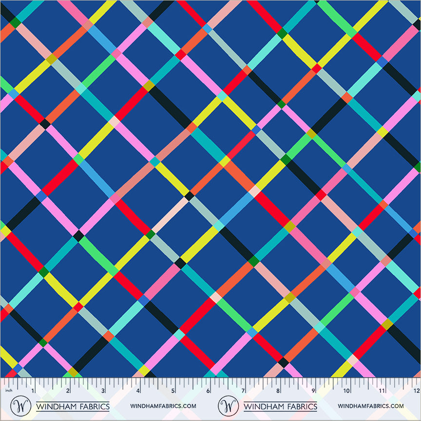 Crossing in Majorelle Blue quilting fabric, part of the Happy Place fabric collection by Annabel Wrigley (SKU: 55375D-10)