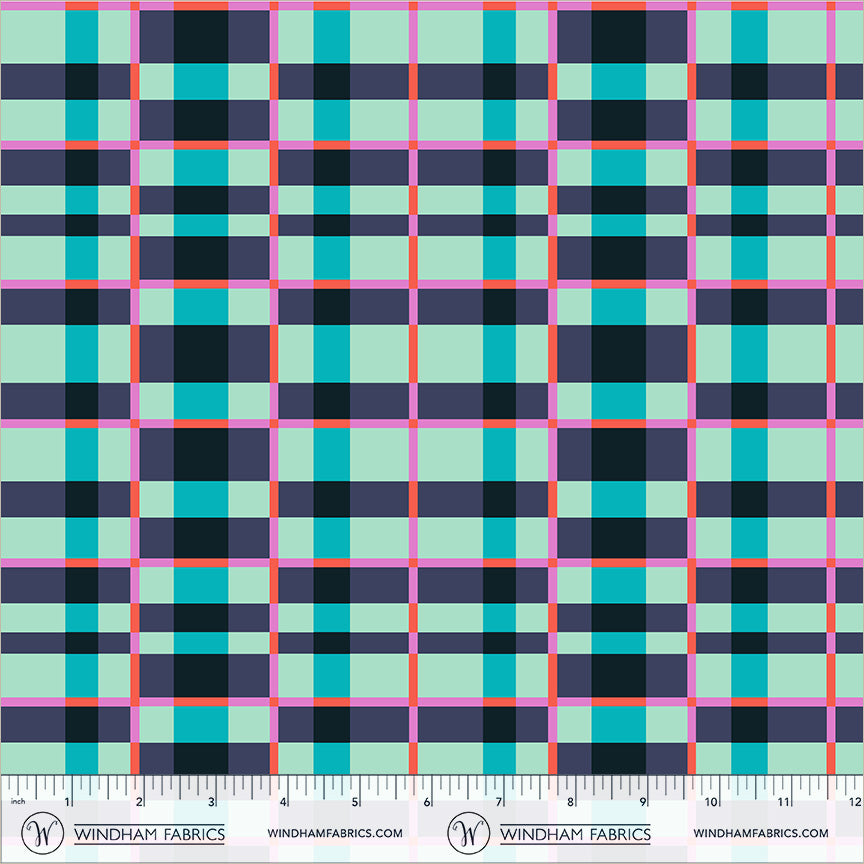 Tower in Turquoise quilting fabric, part of the Happy Place fabric collection by Annabel Wrigley (SKU: 55377D-14)