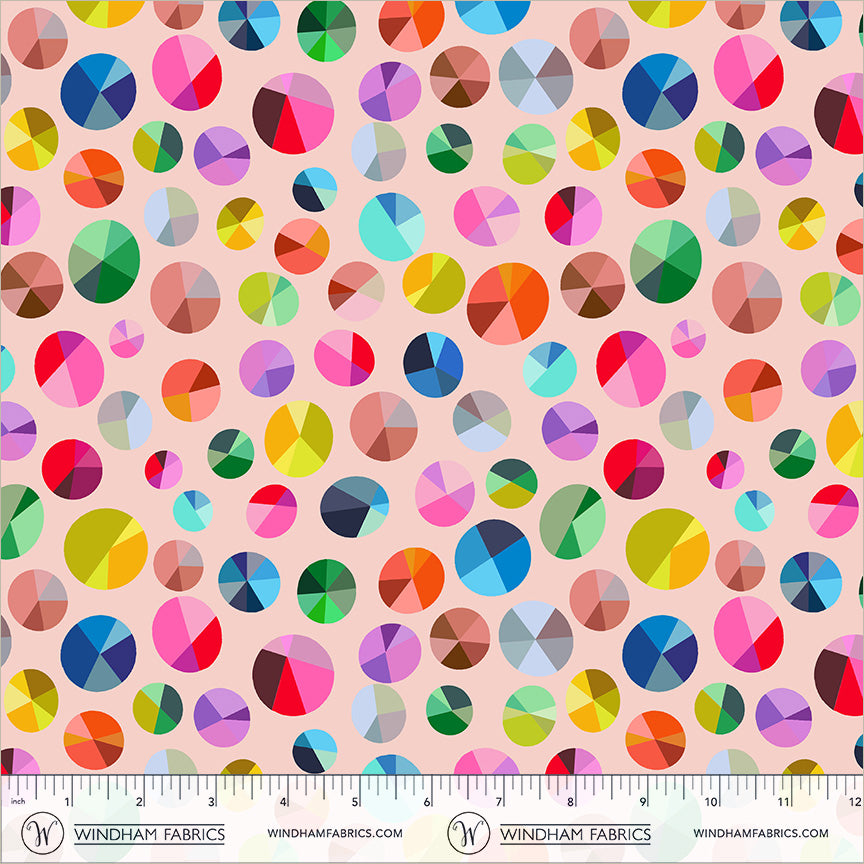 Freewheel in Blush quilting fabric, part of the Happy Place fabric collection by Annabel Wrigley (SKU: 55378D-9)