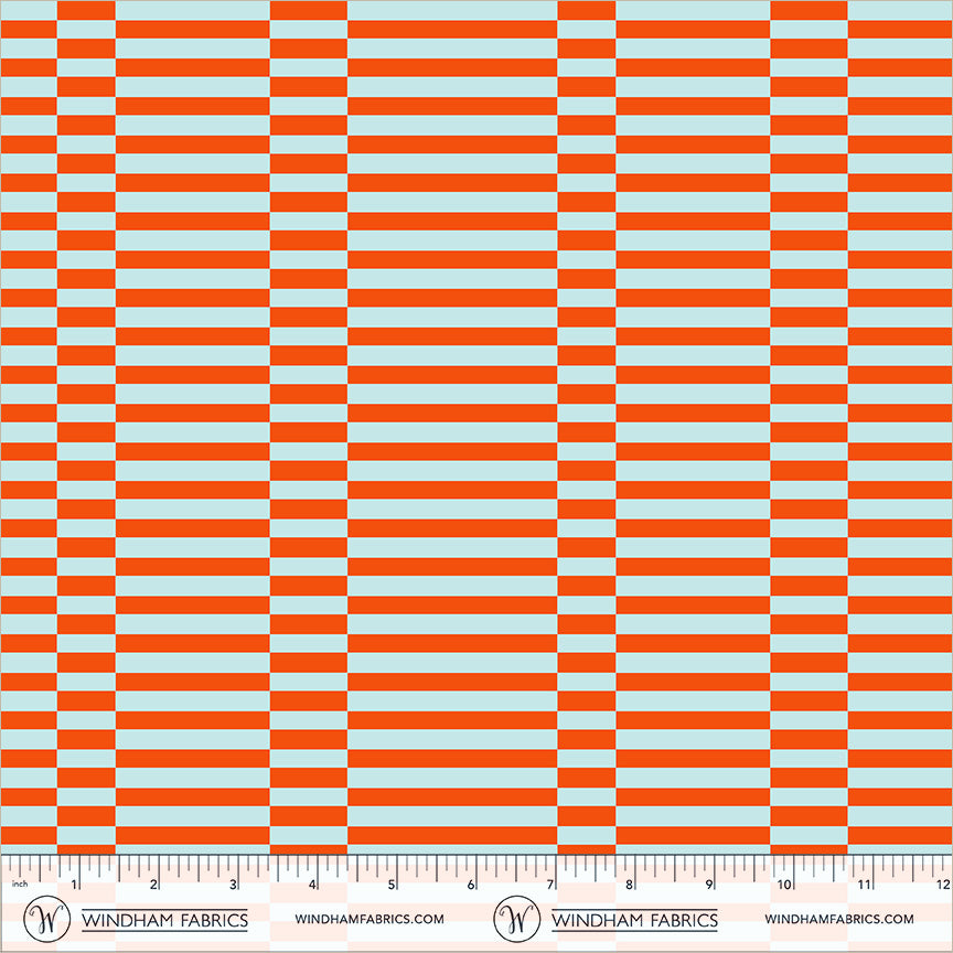 Broken Stripe in Orange/Sky quilting fabric, part of the Annabel's Blenders fabric collection by Annabel Wrigley (SKU: 55379-2)