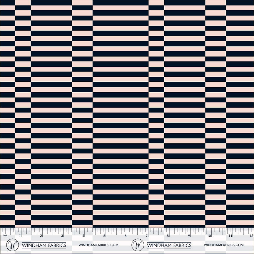 Broken Stripe in Blush/Ink quilting fabric, part of the Annabel's Blenders fabric collection by Annabel Wrigley (SKU: 55379-9)