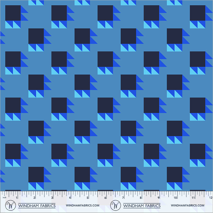 Bear Paw in True Blue quilting fabric, part of the Annabel's Blenders fabric collection by Annabel Wrigley (SKU: 55380-13)