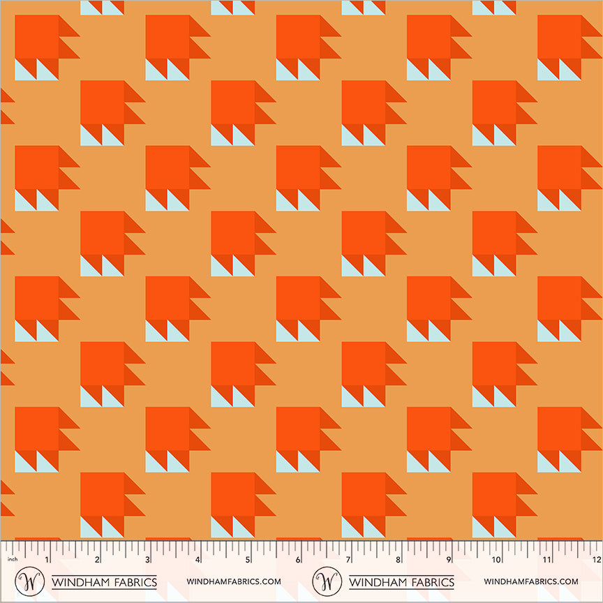 Bear Paw in Orange/Sky quilting fabric, part of the Annabel's Blenders fabric collection by Annabel Wrigley (SKU: 55380-2)