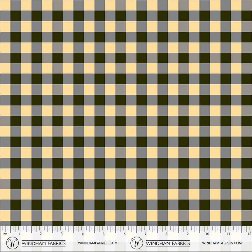 Picnic Little in Soot quilting fabric, part of the Boat Race fabric collection by Heather Ross (SKU: 55608D-8 Soot)