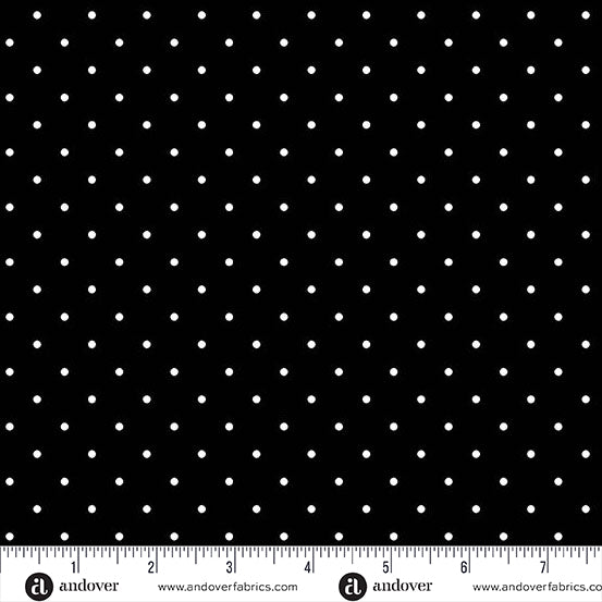 Simply Spot Black quilting fabric, part of the Simply Spot fabric collection by Andover Fabrics (SKU: A-10237-K)