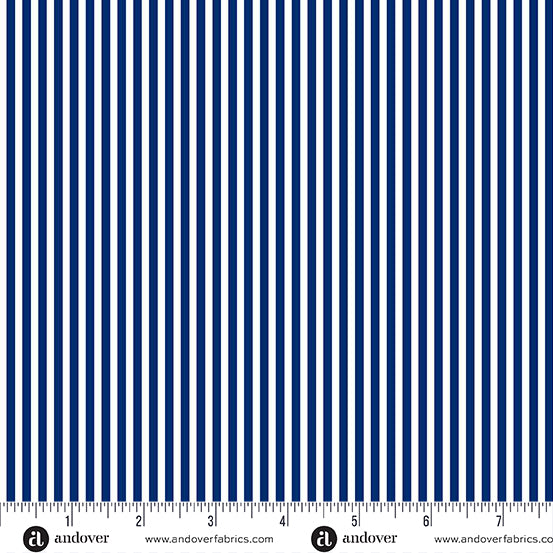 Simply Stripe Navy quilting fabric, part of the Simply Stripe fabric collection by Andover Fabrics (SKU: A-10238-B)