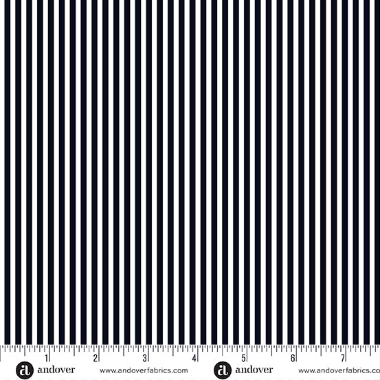 Simply Stripe Black quilting fabric, part of the Simply Stripe fabric collection by Andover Fabrics (SKU: A-10238-K)
