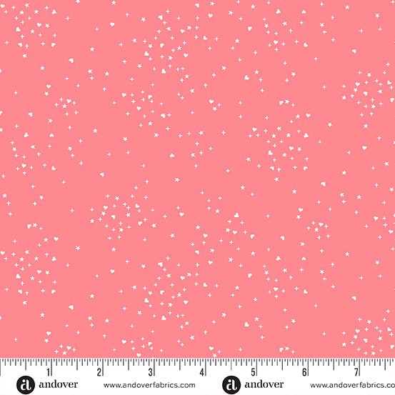 PREORDER - Heart Stars in Light Pink - A-1091-E - HALF YARD