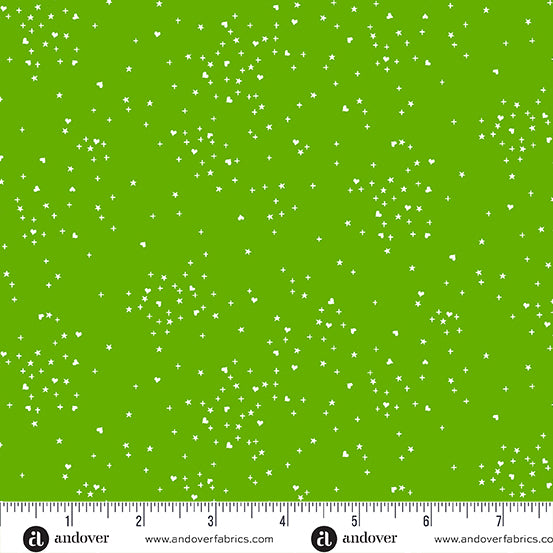 PREORDER - Heart Stars in Green - A-1091-G - HALF YARD