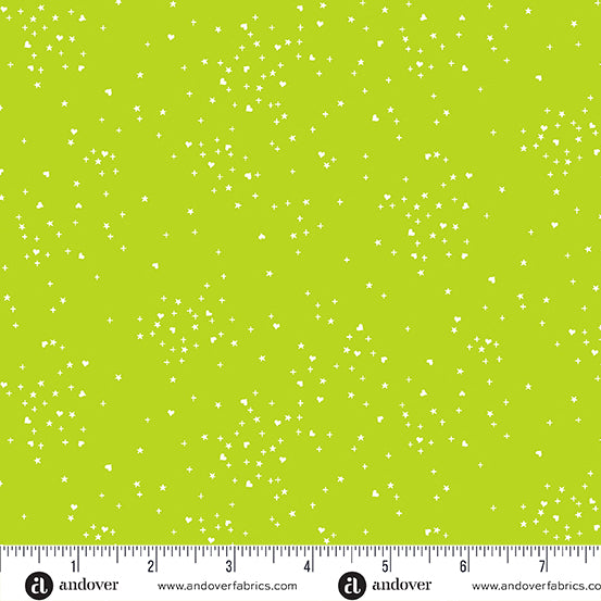 PREORDER - Heart Stars in Yellow Green - A-1091-G1 - HALF YARD