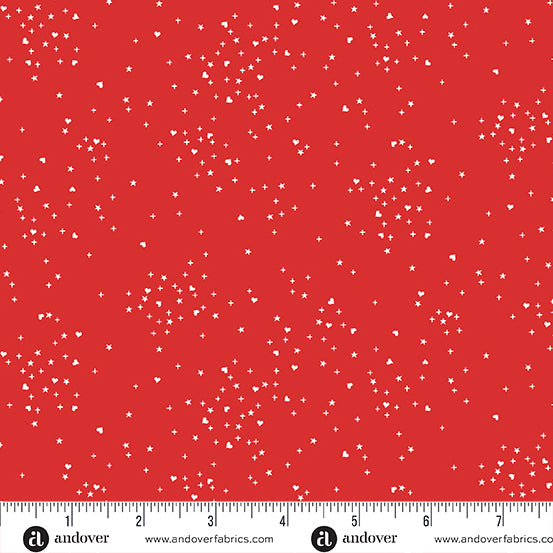 PREORDER - Heart Stars in Red - A-1091-R - HALF YARD