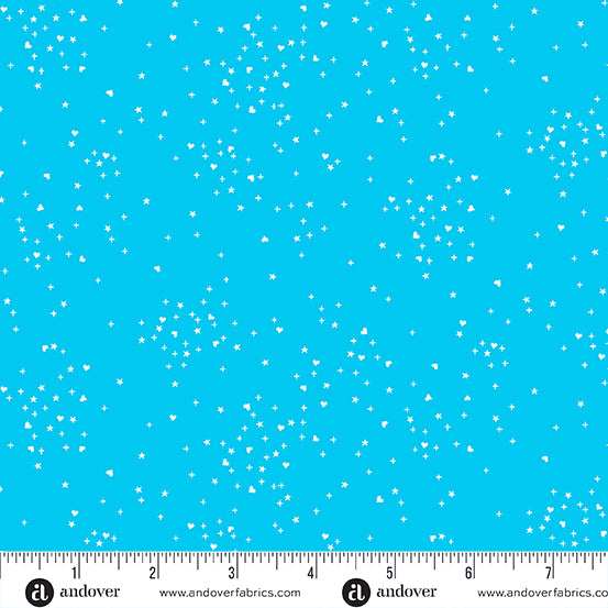 PREORDER - Heart Stars in Teal - A-1091-T - HALF YARD