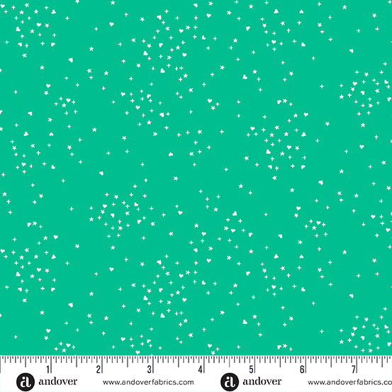 PREORDER - Heart Stars in Turquoise - A-1091-T1 - HALF YARD